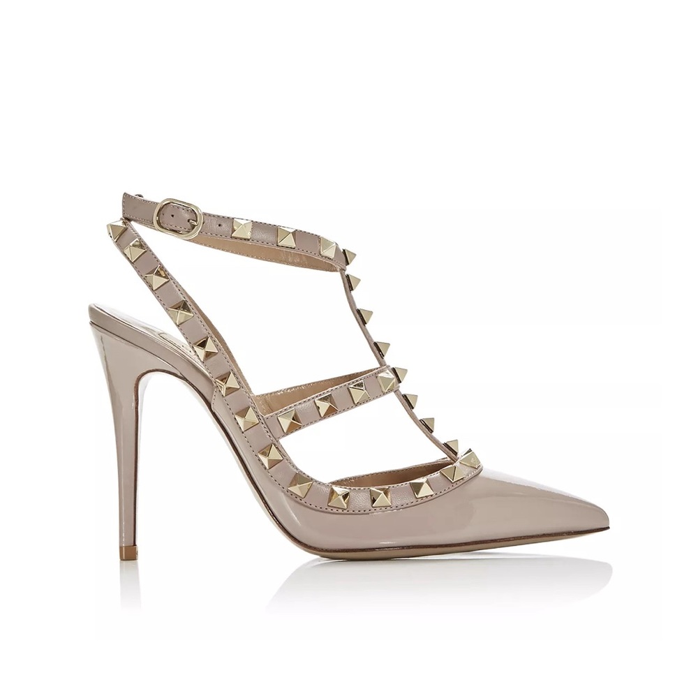 Valentino Rockstud Cage Leather Pumps with Stud
 • Color: Poudre/Gold Size: 39 - Picture 2 of 12
